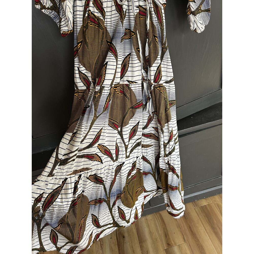 Francis + Benedict Artisan Cotton Maxi Dress Made in Togo S/M - Picture 3 of 13